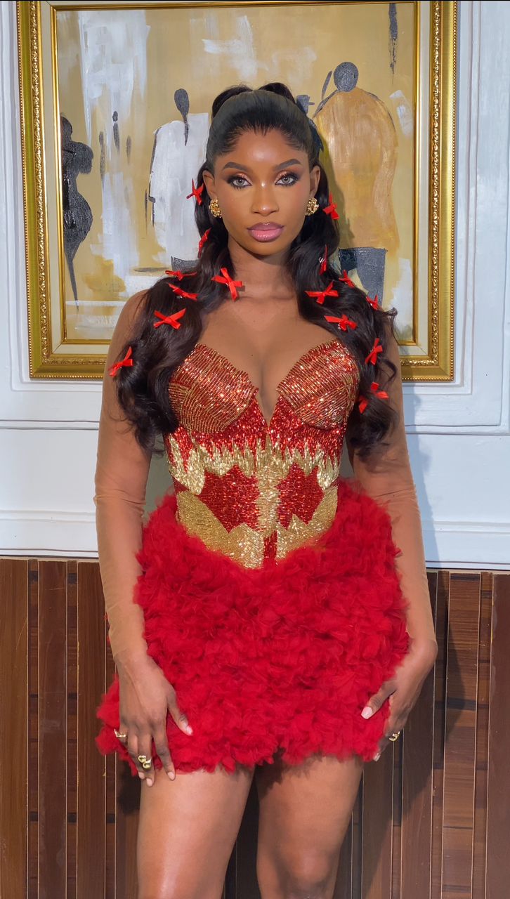 Crimson Rose Beaded Corset